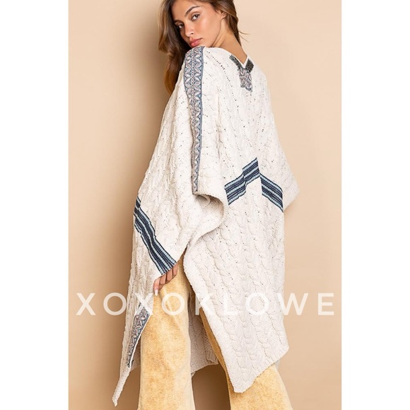 POL Oatmeal Beige Open Front Sleeveless Chenille Cardigan Wrap - Picture 7 of 13